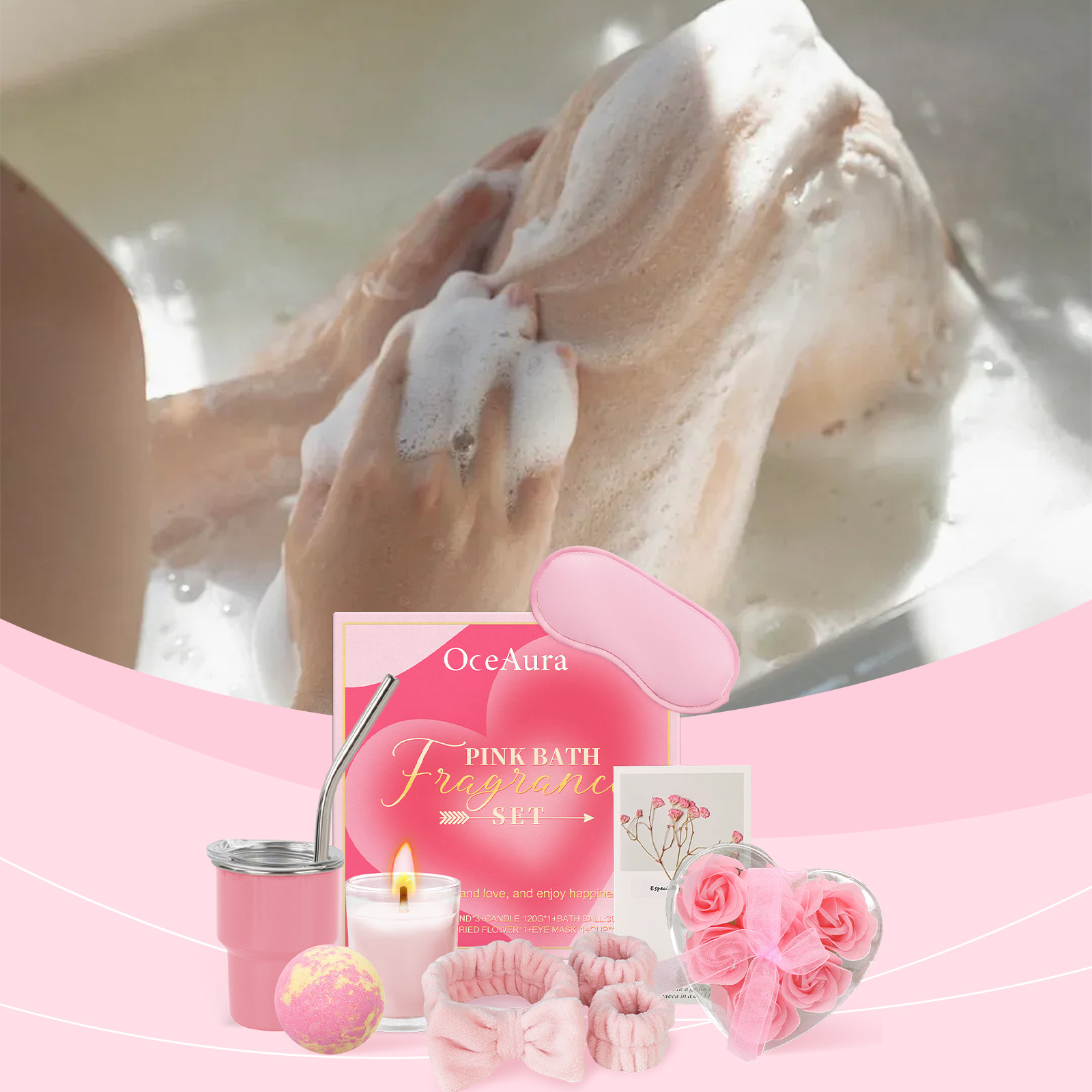 Home Fragrance Relax At Home - 오세아우라 핑크 배스 향수 세트, 편안하고